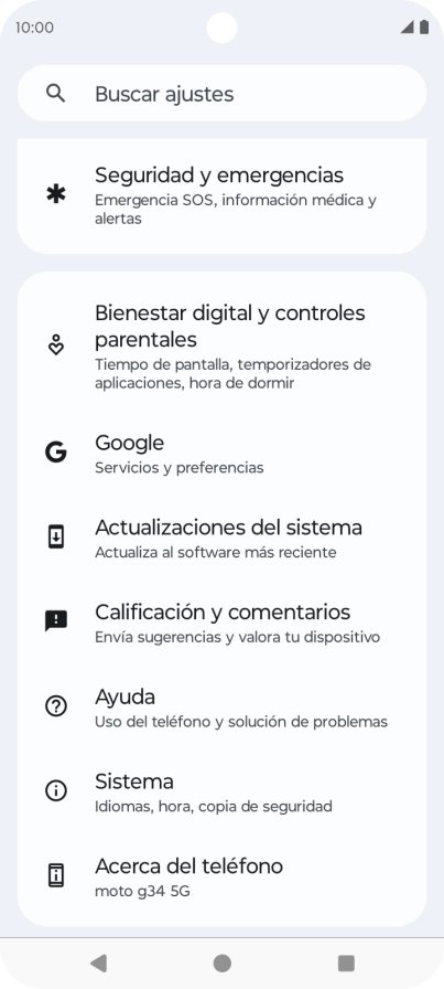 Pulsa Sistema.