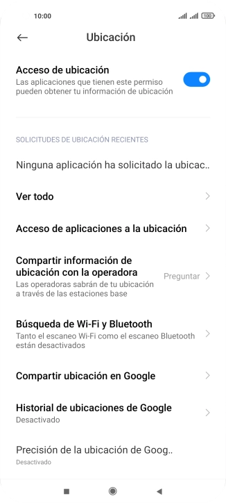 Pulsa Acceso de aplicaciones a la ubicación. Pulsa Acceso de aplicaciones a la ubicación.