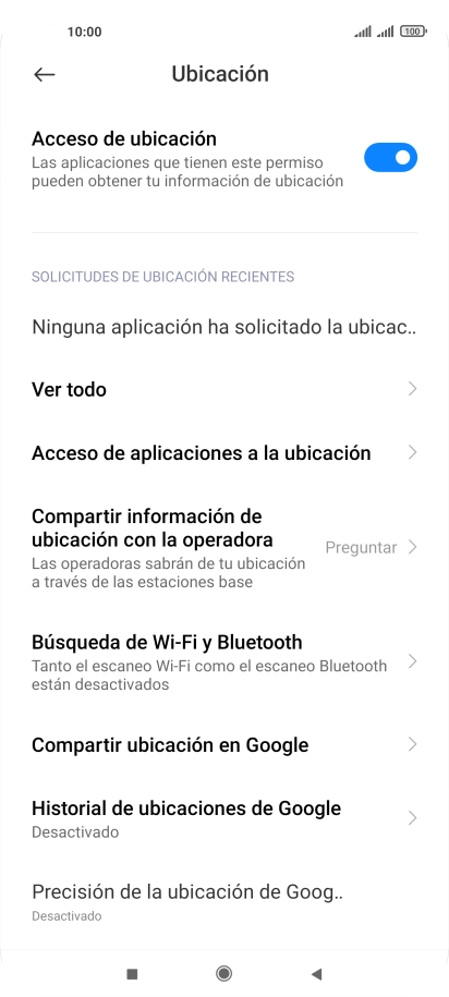 Pulsa Acceso de aplicaciones a la ubicación. Pulsa Acceso de aplicaciones a la ubicación.