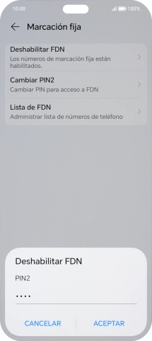 Introduce el código PIN2 y pulsa ACEPTAR. Introduce el código PIN2 y pulsa ACEPTAR.