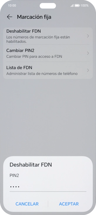 Introduce el código PIN2 y pulsa ACEPTAR. Introduce el código PIN2 y pulsa ACEPTAR.