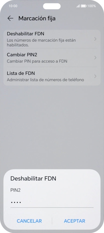 Introduce el código PIN2 y pulsa ACEPTAR. Introduce el código PIN2 y pulsa ACEPTAR.
