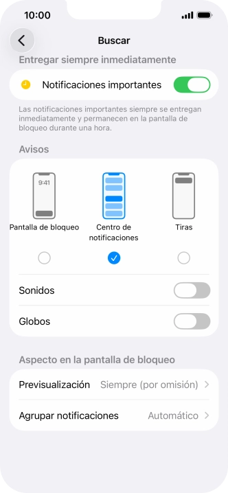Pulsa Agrupar notificaciones. Pulsa Agrupar notificaciones.