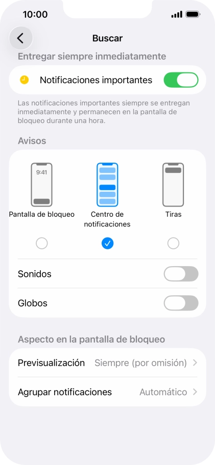 Pulsa Agrupar notificaciones. Pulsa Agrupar notificaciones.