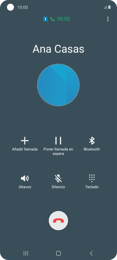 Pulsa el icono de finalizar llamada. Pulsa el icono de finalizar llamada.