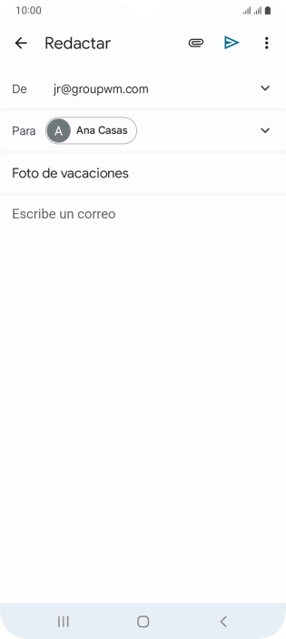 Pulsa en el campo de escritura y escribe el texto del correo electrónico. Pulsa en el campo de escritura y escribe el texto del correo electrónico.