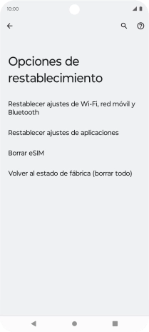 Pulsa Restablecer ajustes de Wi-Fi, red móvil y Bluetooth.