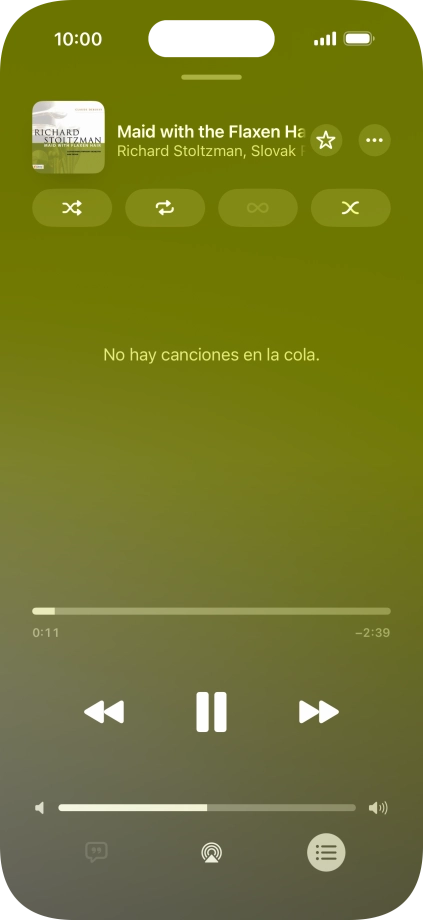 Pulsa el icono de reproducción aleatoria para activar o desactivar la función. Pulsa el icono de reproducción aleatoria para activar o desactivar la función.