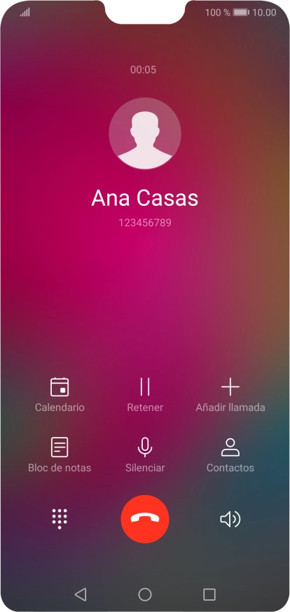 Pulsa el icono de finalizar llamada. Pulsa el icono de finalizar llamada.
