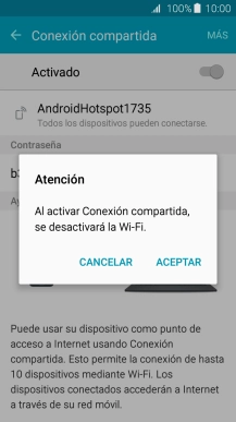 Si la función de wifi está activada, pulsa ACEPTAR. Si la función de wifi está activada, pulsa ACEPTAR.
