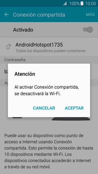 Si la función de wifi está activada, pulsa ACEPTAR. Si la función de wifi está activada, pulsa ACEPTAR.