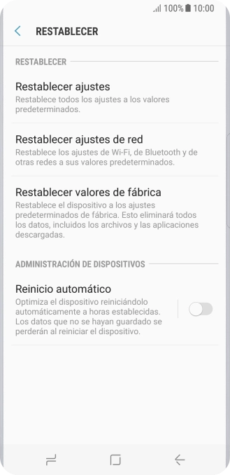 Pulsa Restablecer valores de fábrica. Pulsa Restablecer valores de fábrica.