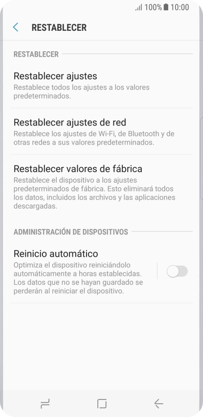 Pulsa Restablecer valores de fábrica. Pulsa Restablecer valores de fábrica.