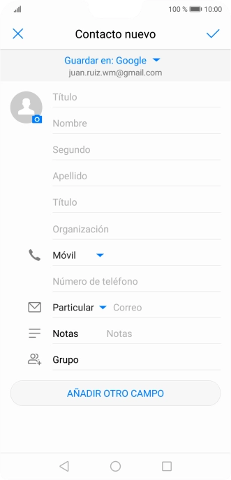 Pulsa Nombre e introduce el nombre deseado.