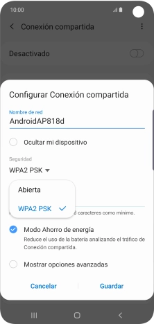 Pulsa WPA2 PSK para proteger la conexión wifi con una contraseña. Pulsa WPA2 PSK para proteger la conexión wifi con una contraseña.