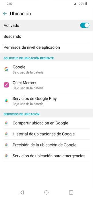 Pulsa Precisión de la ubicación de Google. Pulsa Precisión de la ubicación de Google.