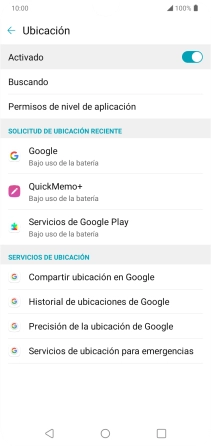 Pulsa Precisión de la ubicación de Google. Pulsa Precisión de la ubicación de Google.