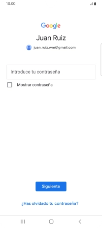 Pulsa Introduce tu contraseña e introduce la contraseña de tu cuenta de Google. Pulsa Introduce tu contraseña e introduce la contraseña de tu cuenta de Google.