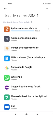 El consumo de datos por cada aplicación aparece bajo el nombre de la aplicación. El consumo de datos por cada aplicación aparece bajo el nombre de la aplicación.