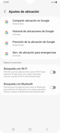 Pulsa Precisión de la ubicación de Google. Pulsa Precisión de la ubicación de Google.