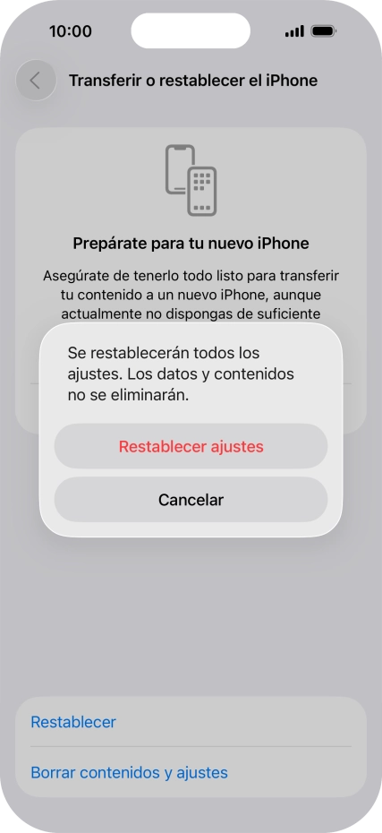 Pulsa Restablecer ajustes. Pulsa Restablecer ajustes.