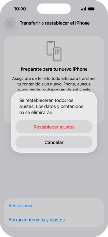 Pulsa Restablecer ajustes. Pulsa Restablecer ajustes.