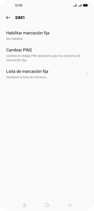 Pulsa Habilitar marcación fija. Pulsa Habilitar marcación fija.