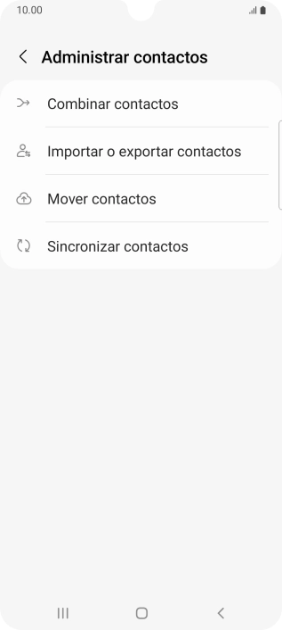 Pulsa Importar o exportar contactos. Pulsa Importar o exportar contactos.