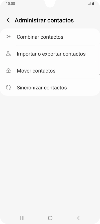 Pulsa Importar o exportar contactos. Pulsa Importar o exportar contactos.