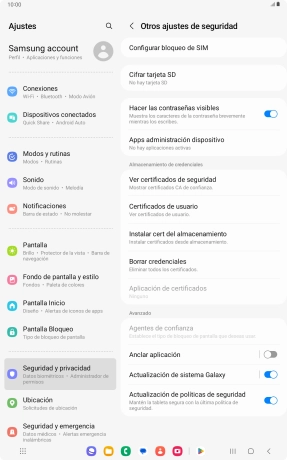 Pulsa Configurar bloqueo de SIM. Pulsa Configurar bloqueo de SIM.