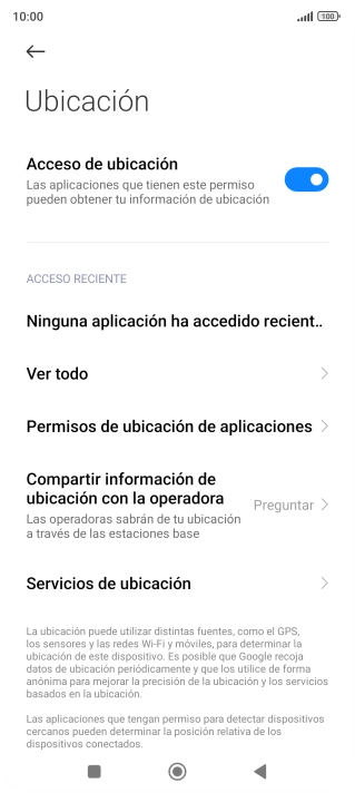 Pulsa Permisos de ubicación de aplicaciones. Pulsa Permisos de ubicación de aplicaciones.