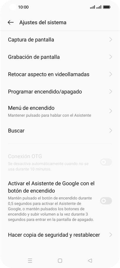 Pulsa Hacer copia de seguridad y restablecer. Pulsa Hacer copia de seguridad y restablecer.