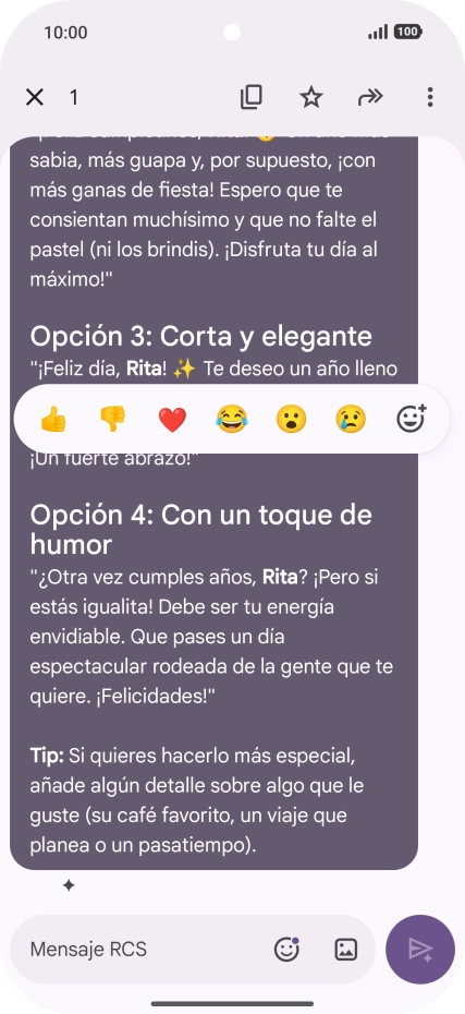 Pulsa la propuesta de texto de Gemini durante unos instantes. Sigue las indicaciones de la pantalla para utilizar el texto propuesto. Pulsa la propuesta de texto de Gemini durante unos instantes. Sigue las indicaciones de la pantalla para utilizar el texto propuesto.
