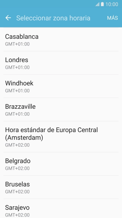 Pulsa la zona horaria deseada.
