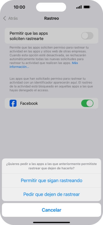 Si desactivas la función, pulsa el ajuste deseado. Si desactivas la función, pulsa el ajuste deseado.