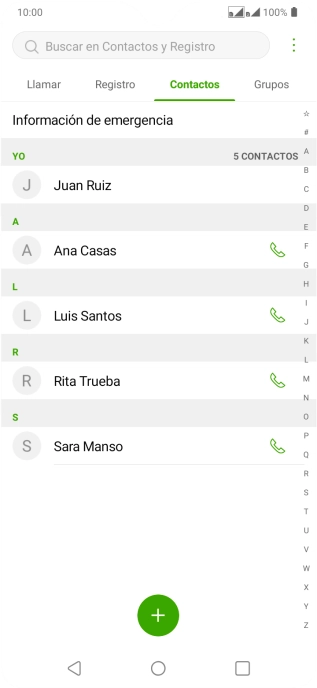 Pulsa el icono de nuevo contacto. Pulsa el icono de nuevo contacto.