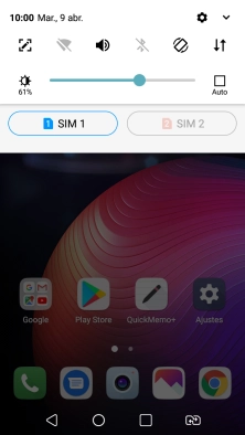 Pulsa el icono de datos móviles para activar o desactivar la función.