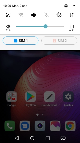 Pulsa el icono de datos móviles para activar o desactivar la función.
