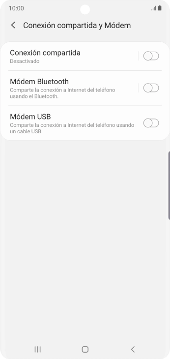 Pulsa Conexión compartida. Pulsa Conexión compartida.