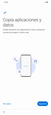 Puedes transferir el contenido de otro teléfono cuando activas tu teléfono por primera vez y cuando lo has restablecido. Cuando aparezca en la pantalla del teléfono esta imagen, ya está listo para la transmisión del contenido del otro teléfono.