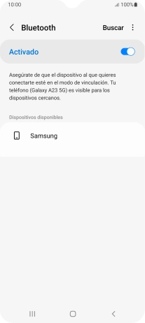 Pulsa el dispositivo Bluetooth deseado y sigue las indicaciones de la pantalla para vincular el dispositivo al teléfono. Pulsa el dispositivo Bluetooth deseado y sigue las indicaciones de la pantalla para vincular el dispositivo al teléfono.