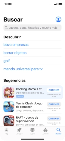 Pulsa en el campo de búsqueda e introduce el nombre o el tema de la app deseada. Pulsa en el campo de búsqueda e introduce el nombre o el tema de la app deseada.
