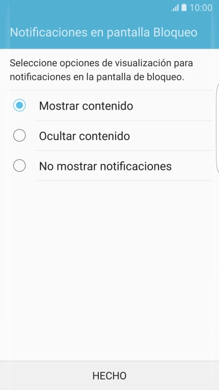 Pulsa el ajuste deseado. Pulsa el ajuste deseado.
