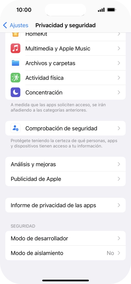 Pulsa Informe de privacidad de las apps. Pulsa Informe de privacidad de las apps.