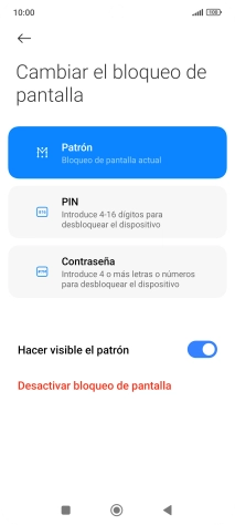 Pulsa Desactivar bloqueo de pantalla e introduce el código de seguridad extra que has creado anteriormente. Pulsa Desactivar bloqueo de pantalla e introduce el código de seguridad extra que has creado anteriormente.