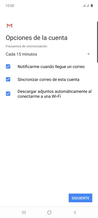 Si aparece en la pantalla esta imagen, tu cuenta de correo electrónico ha sido reconocida y configurada automáticamente. Sigue las indicaciones de la pantalla para introducir más información y terminar la configuración. Si aparece en la pantalla esta imagen, tu cuenta de correo electrónico ha sido reconocida y configurada automáticamente. Sigue las indicaciones de la pantalla para introducir más información y terminar la configuración.