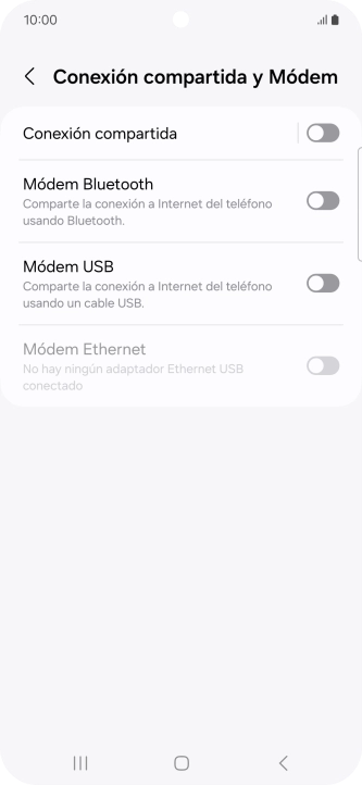 Pulsa Conexión compartida.