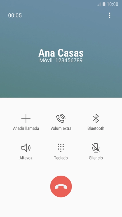 Pulsa el icono de finalizar llamada. Pulsa el icono de finalizar llamada.