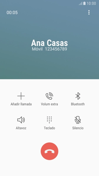 Pulsa el icono de finalizar llamada. Pulsa el icono de finalizar llamada.