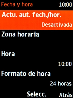Selecciona Actu. aut. fech./hor.. Selecciona Actu. aut. fech./hor..